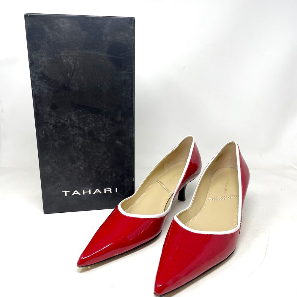 Tahari Red Patent Leather Kitten Heel Women's Size 8.5